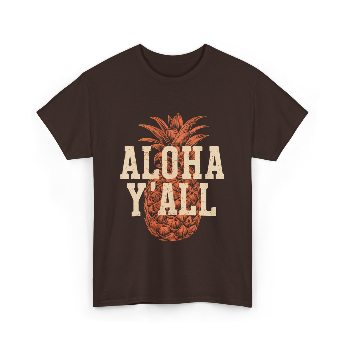 Aloha Y'all Pineapple Vacation T-Shirt - Dark Chocolate