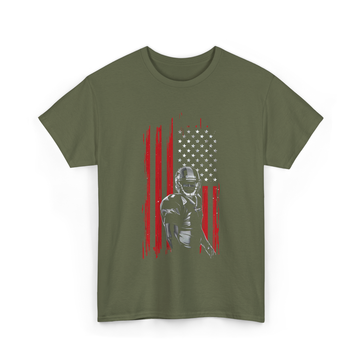 American Football Player Football T-Shirt - Military Green