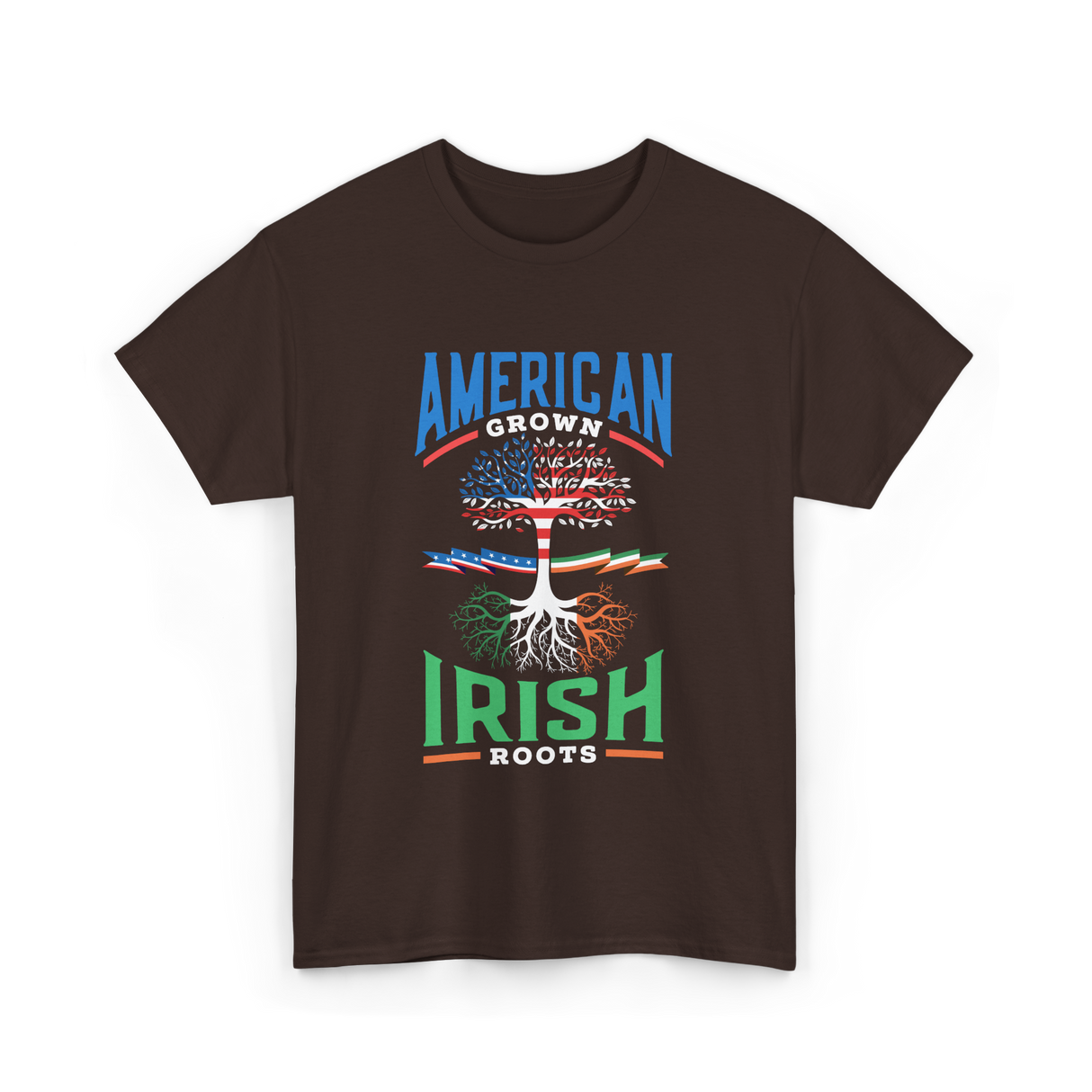 American Grown Irish Roots Ireland T-Shirt - Dark Chocolate