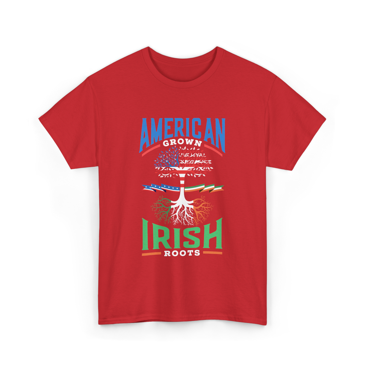 American Grown Irish Roots Ireland T-Shirt - Red