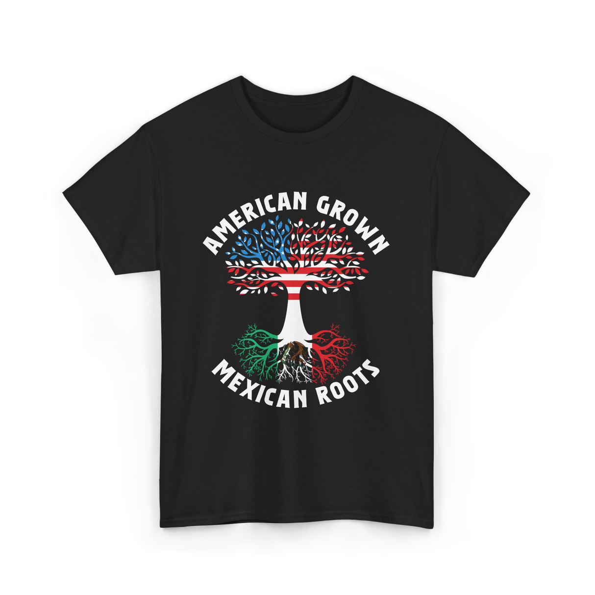 American Grown Mexican Roots Country T-Shirt - Black