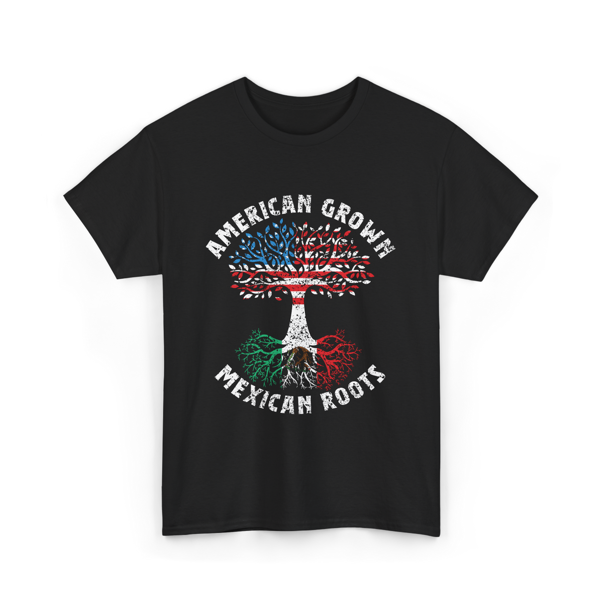 American Grown Mexican Roots Country T-Shirt - Black