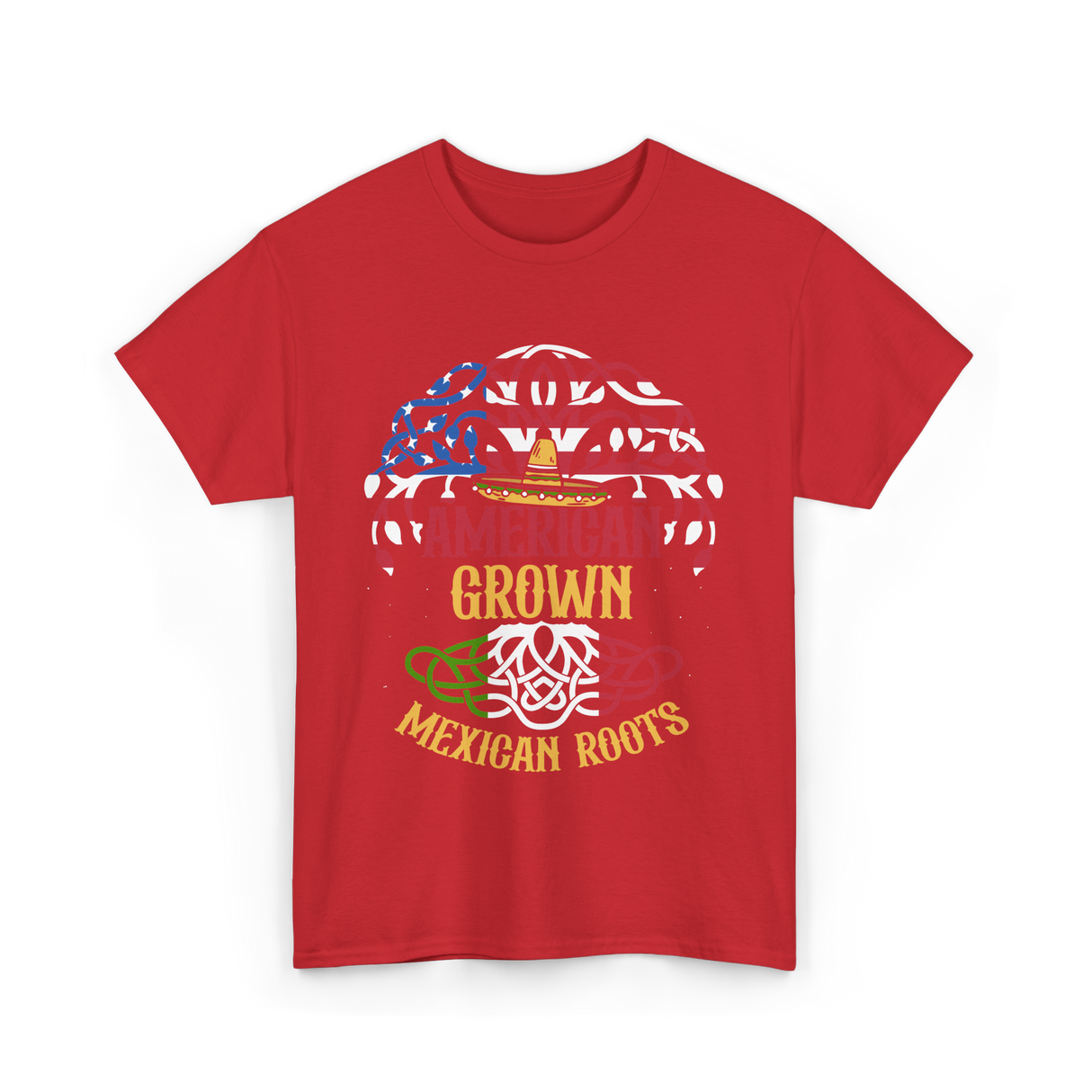American Grown Mexican Roots Country T-Shirt - Red