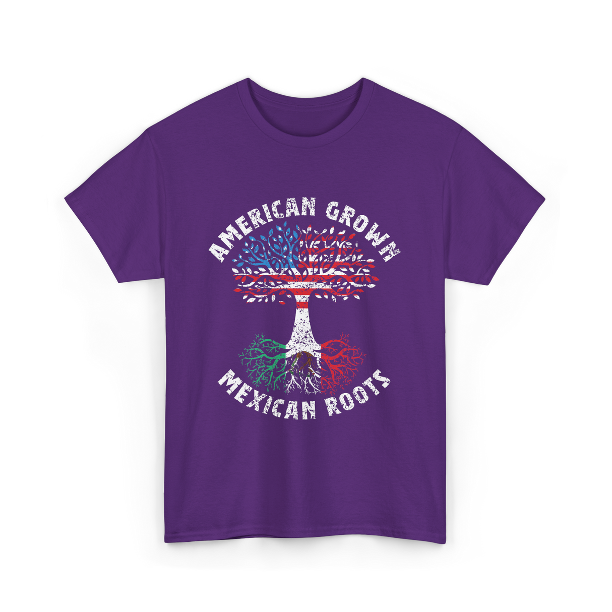 American Grown Mexican Roots Country T-Shirt - Purple