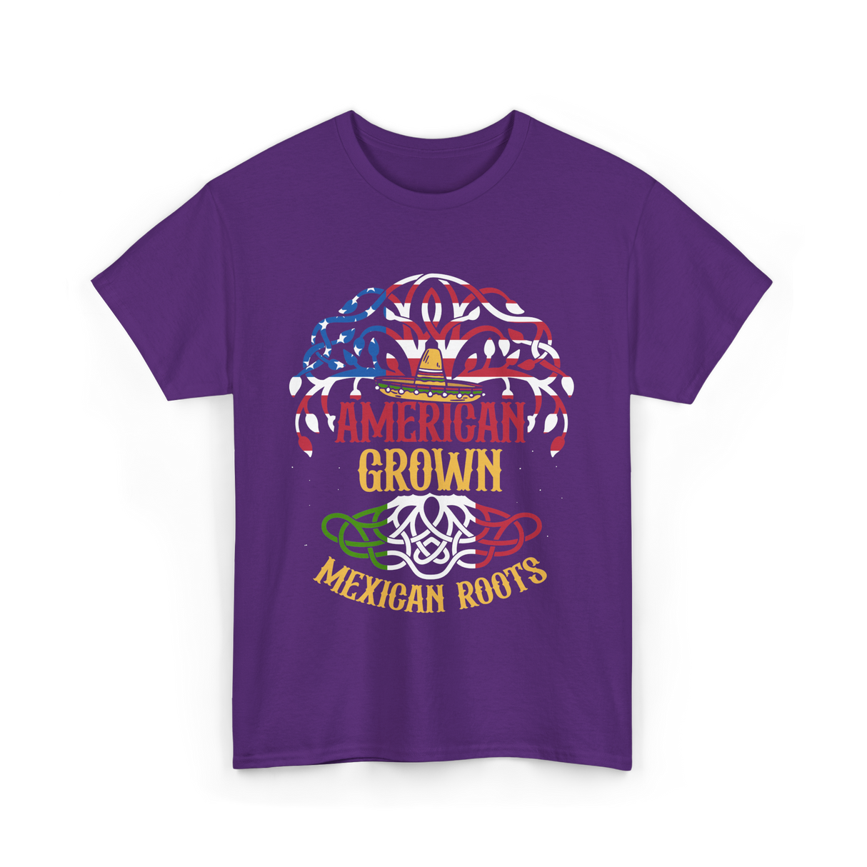 American Grown Mexican Roots Country T-Shirt - Purple