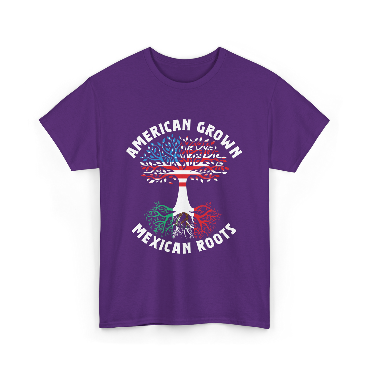 American Grown Mexican Roots Country T-Shirt - Purple