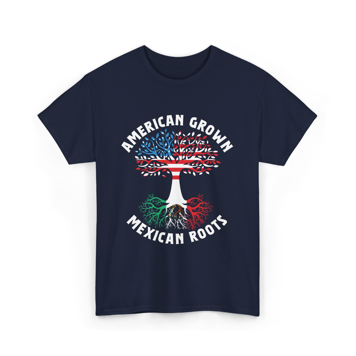 American Grown Mexican Roots Country T-Shirt - Navy