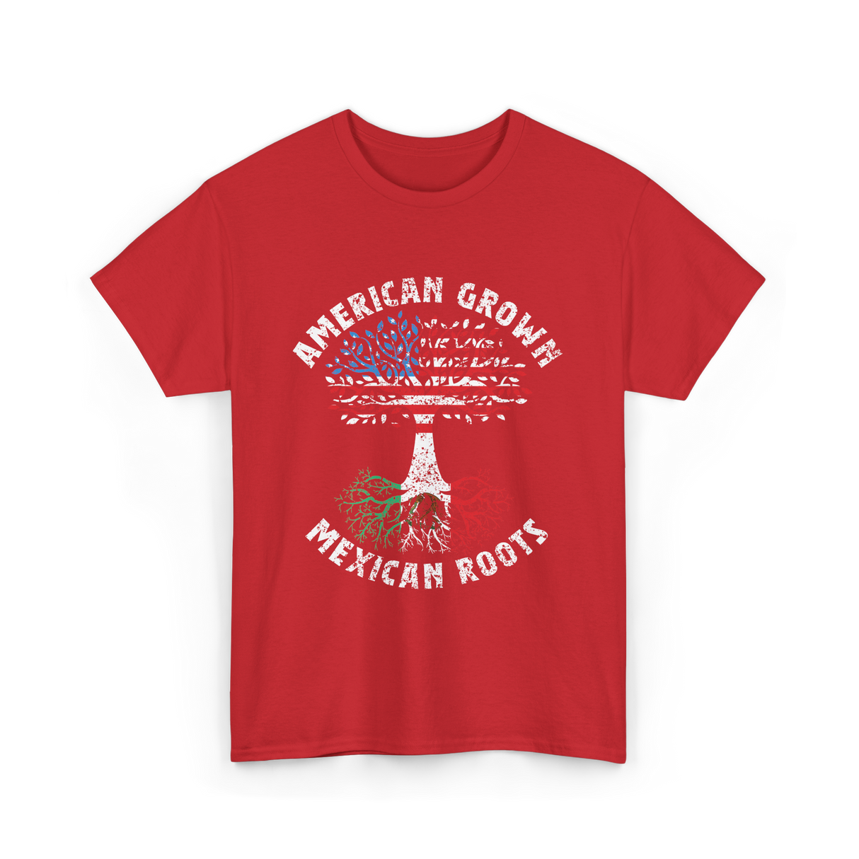 American Grown Mexican Roots Country T-Shirt - Red