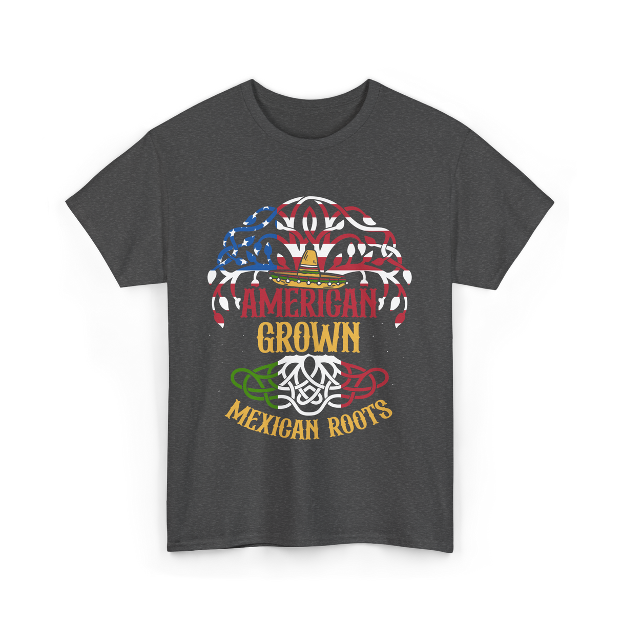 American Grown Mexican Roots Country T-Shirt - Dark Heather
