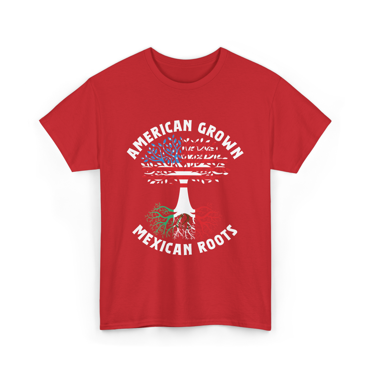 American Grown Mexican Roots Country T-Shirt - Red
