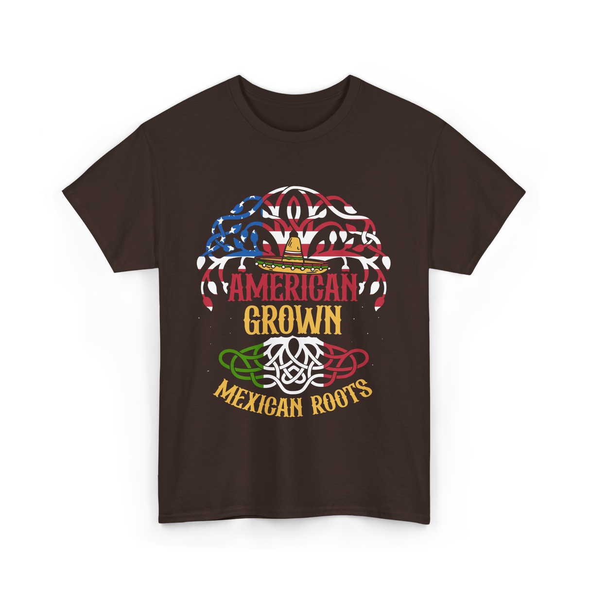 American Grown Mexican Roots Country T-Shirt - Dark Chocolate