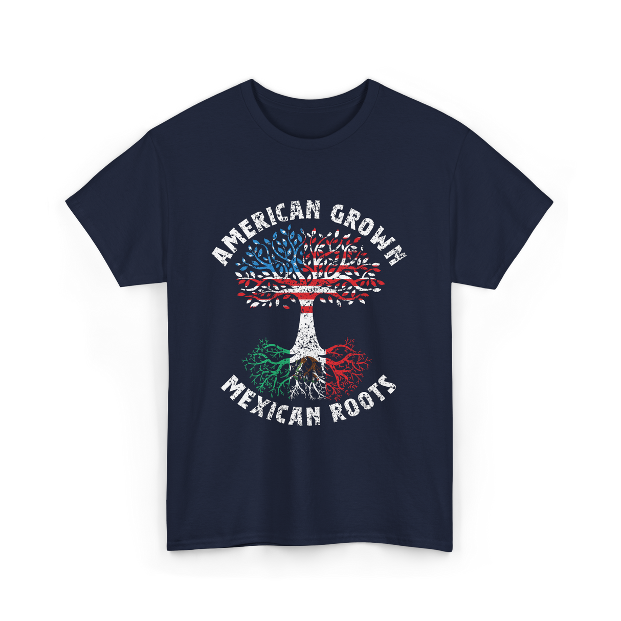 American Grown Mexican Roots Country T-Shirt - Navy