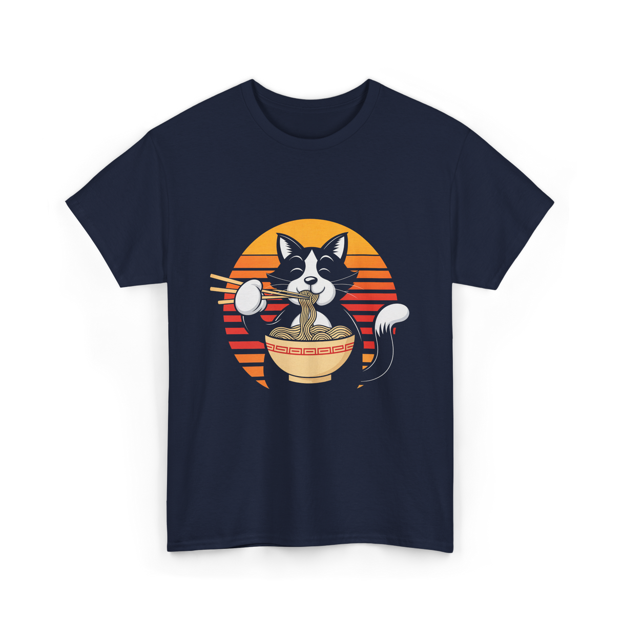 Anime Ramen Cat Kawaii Noodles T-Shirt - Navy