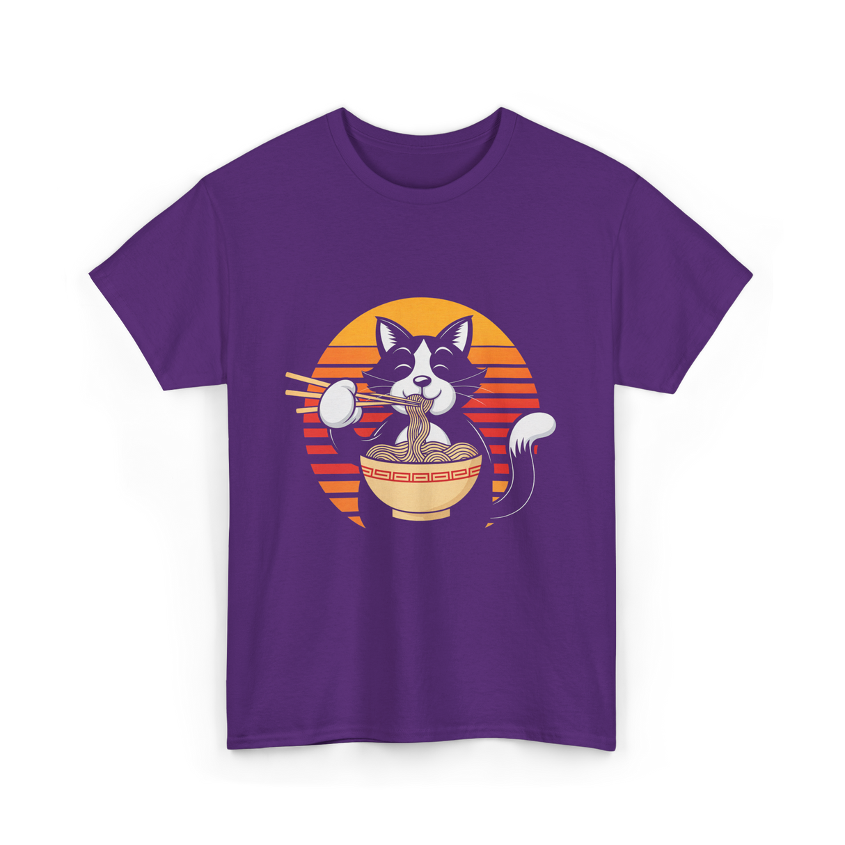 Anime Ramen Cat Kawaii Noodles T-Shirt - Purple