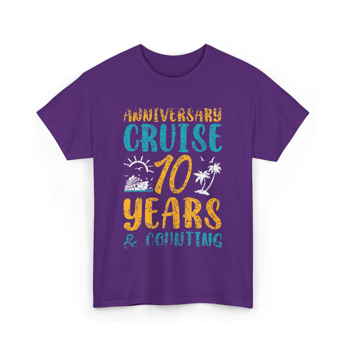 Anniversary Cruise 10 Years Couples T-Shirt - Purple