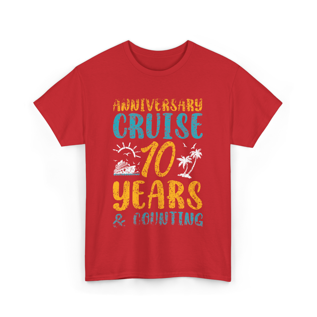 Anniversary Cruise 10 Years Couples T-Shirt - Red