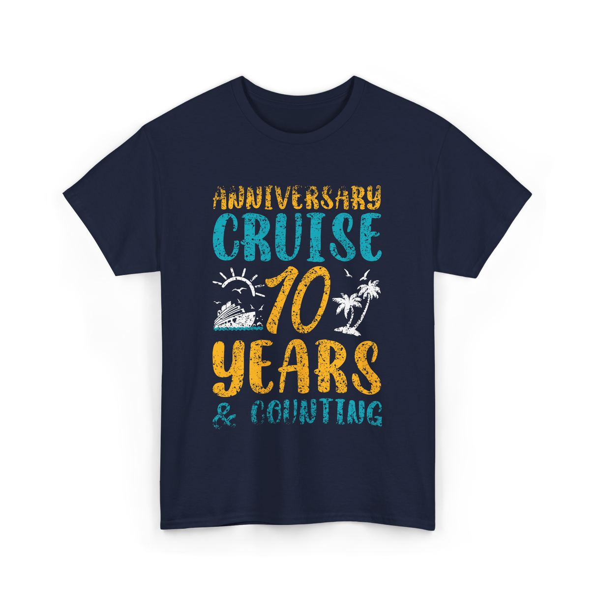 Anniversary Cruise 10 Years Couples T-Shirt - Navy