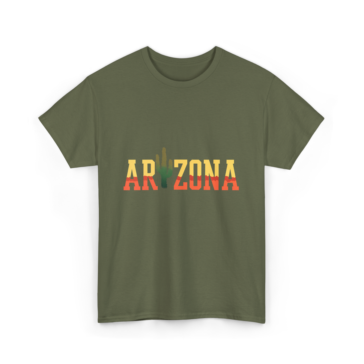 Arizona Cactus Arizona Landscape T-Shirt - Military Green