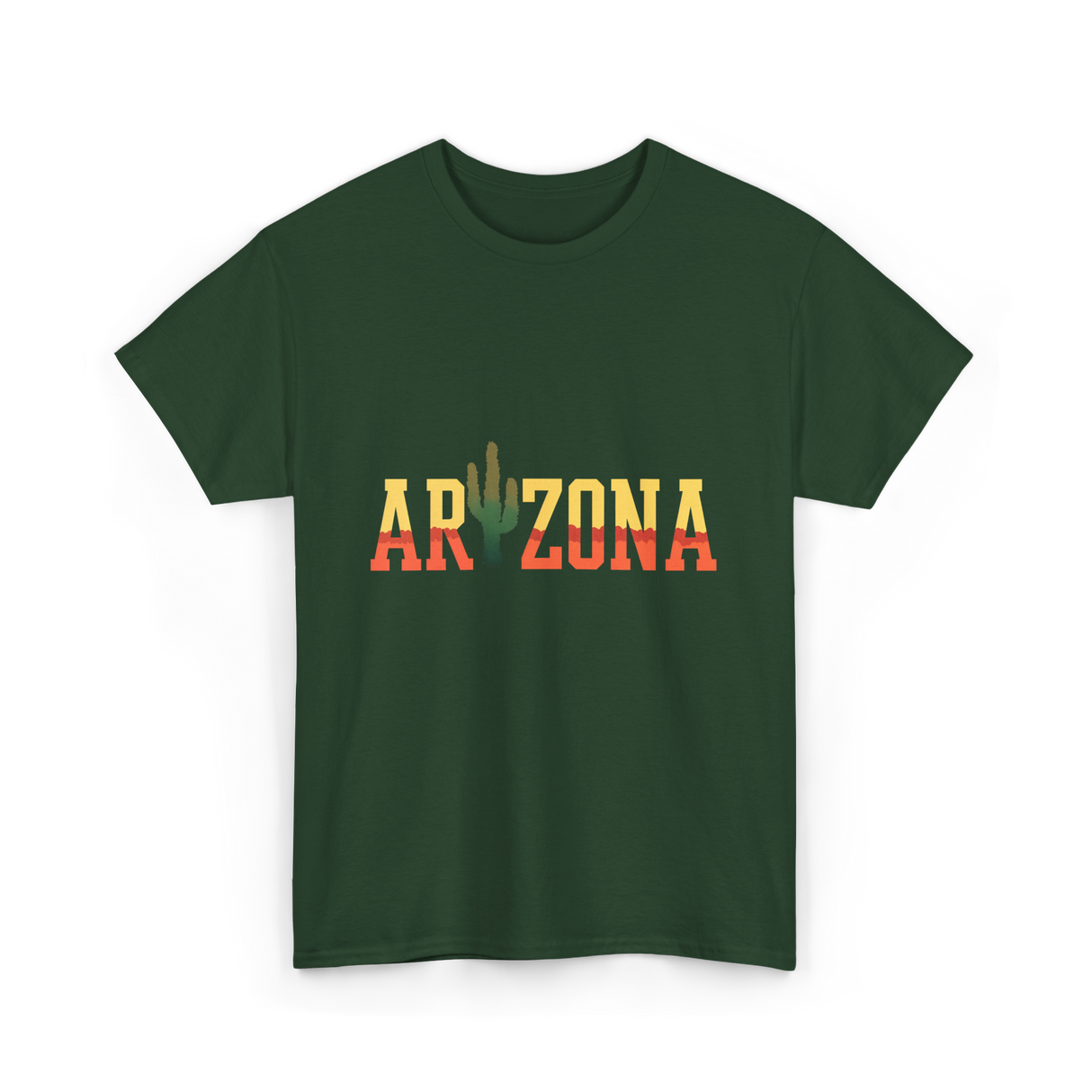Arizona Cactus Arizona Landscape T-Shirt - Forest Green