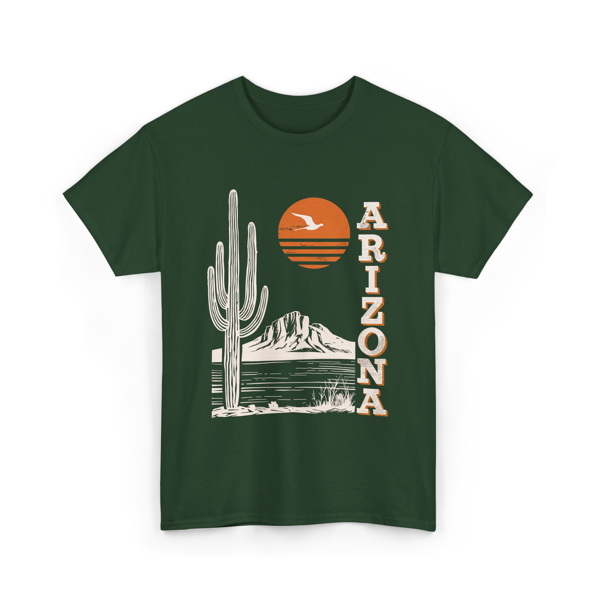 Arizona Desert Cactus Mountain T-Shirt - Forest Green