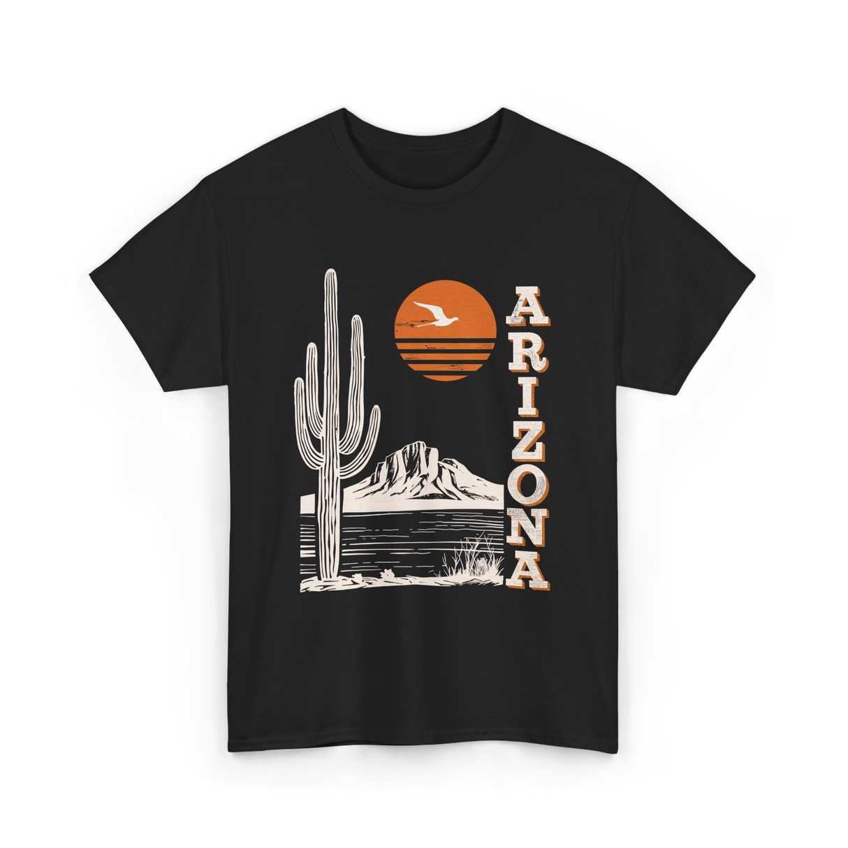 Arizona Desert Cactus Mountain T-Shirt - Black