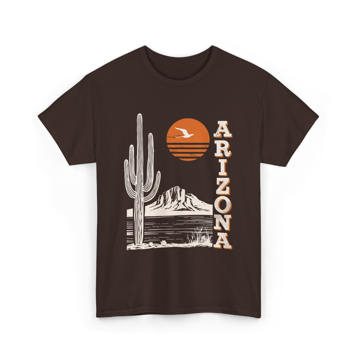 Arizona Desert Cactus Mountain T-Shirt - Dark Chocolate