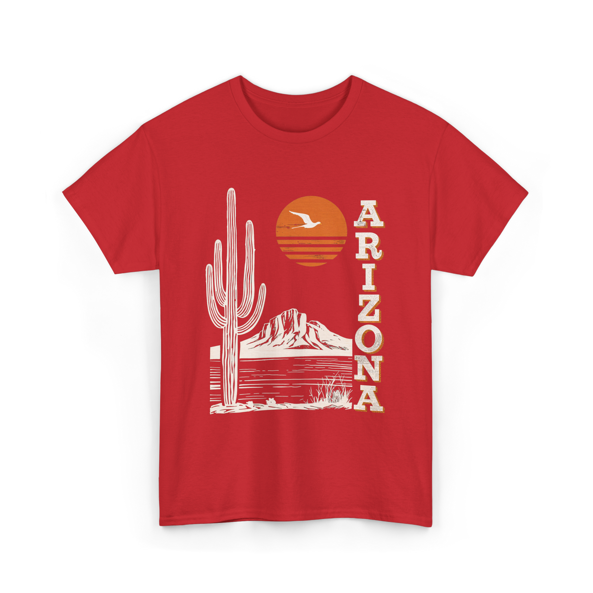 Arizona Desert Cactus Mountain T-Shirt - Red