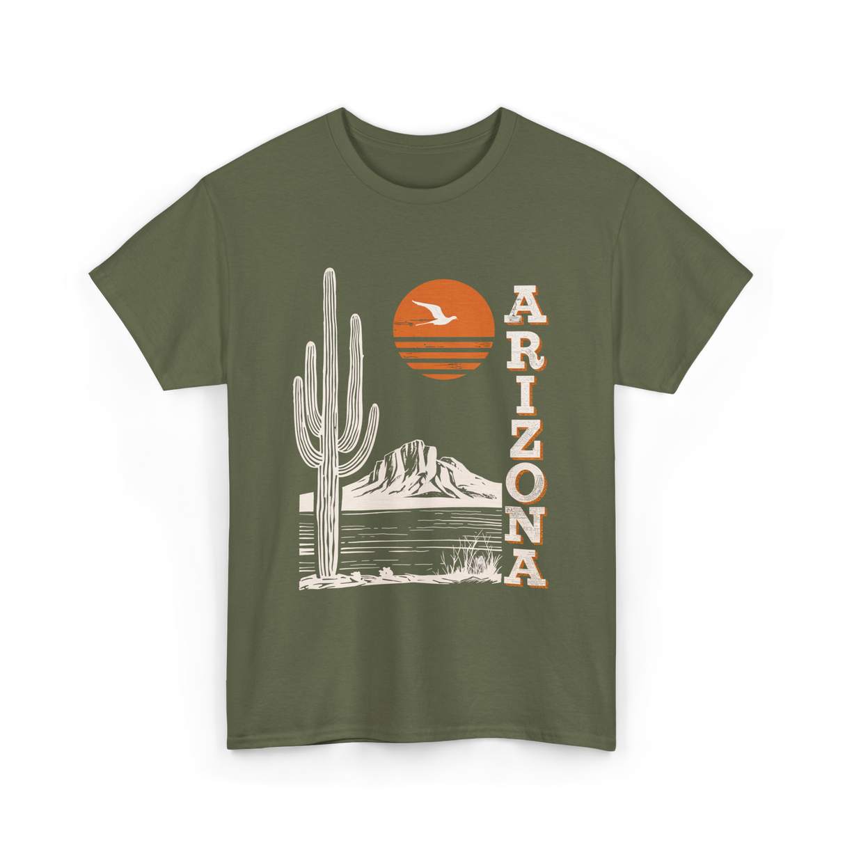Arizona Desert Cactus Mountain T-Shirt - Military Green