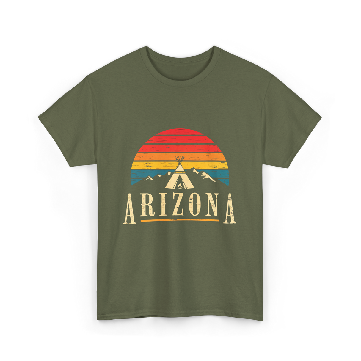 Arizona Mountains Camping Outdoors T-Shirt - Military Green