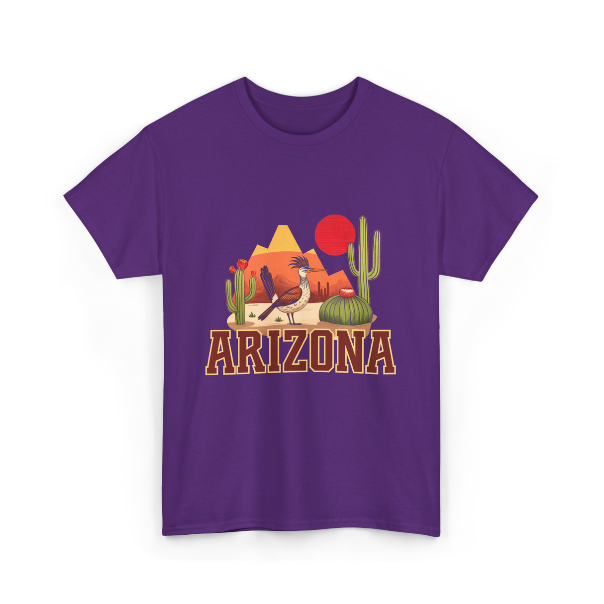 Arizona Roadrunner Desert Cactus T-Shirt - Purple