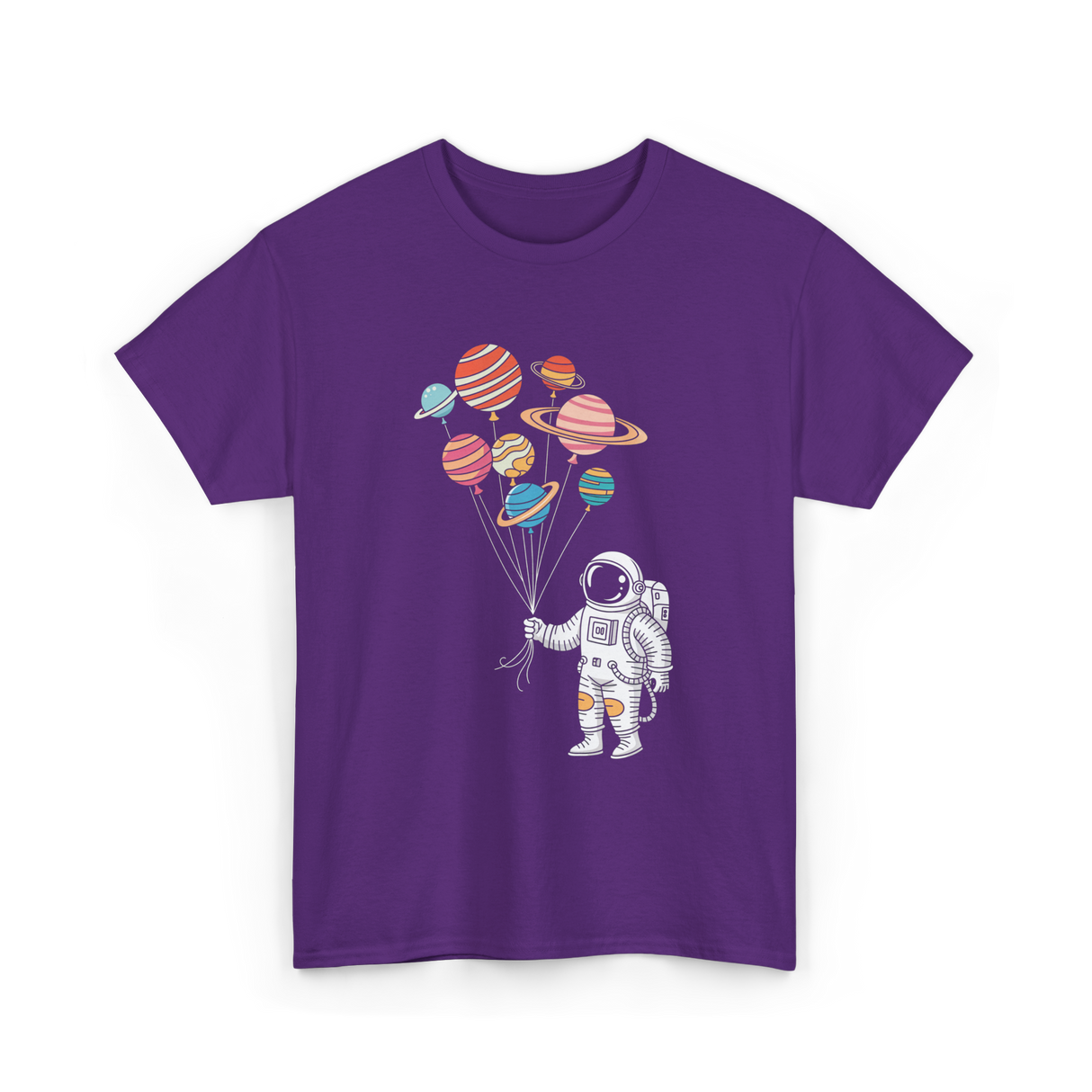 Astronaut Planets Balloons Space T-Shirt - Purple