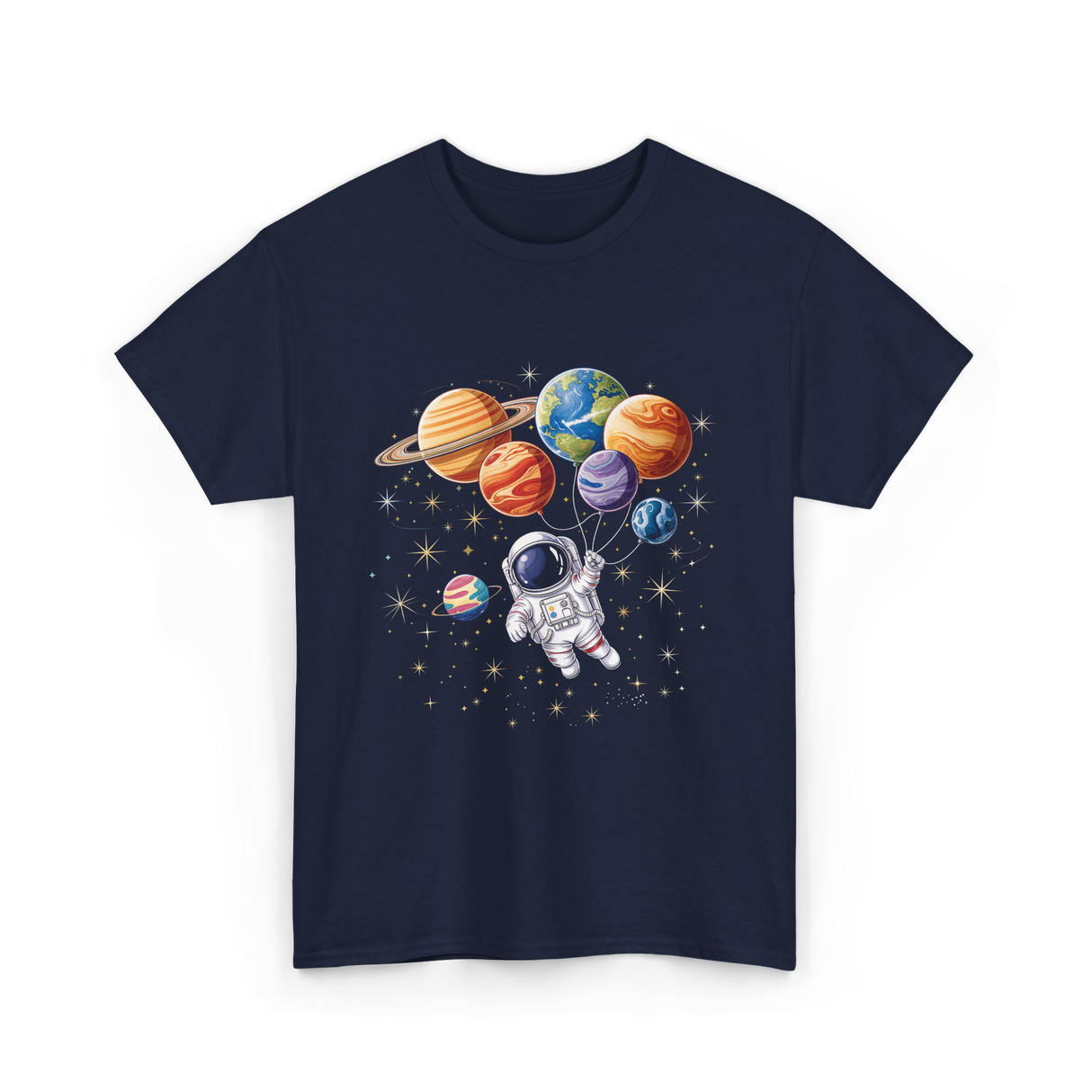 Astronaut with Planets Space T-Shirt - Navy