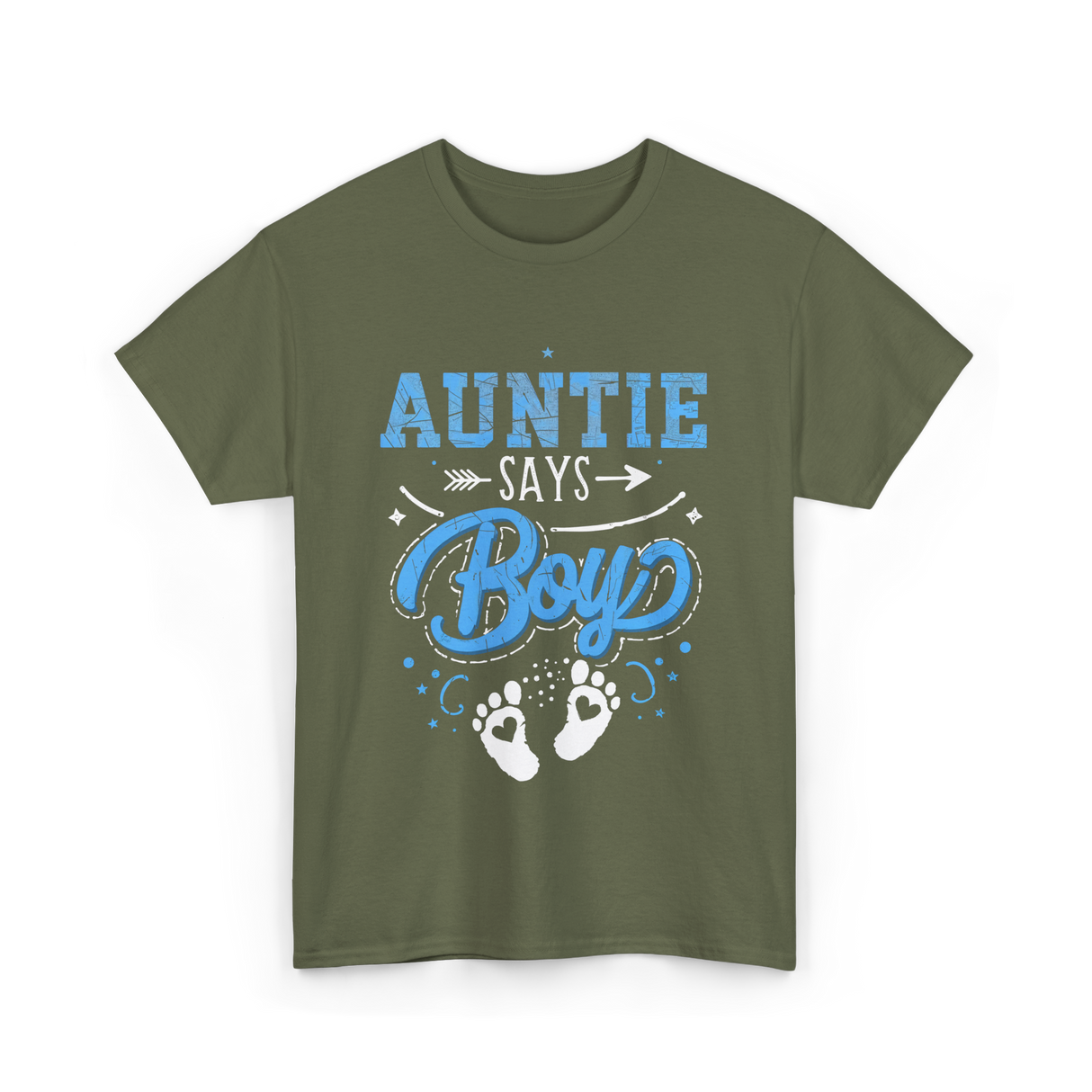 Auntie Says Boy Baby T-Shirt - Military Green
