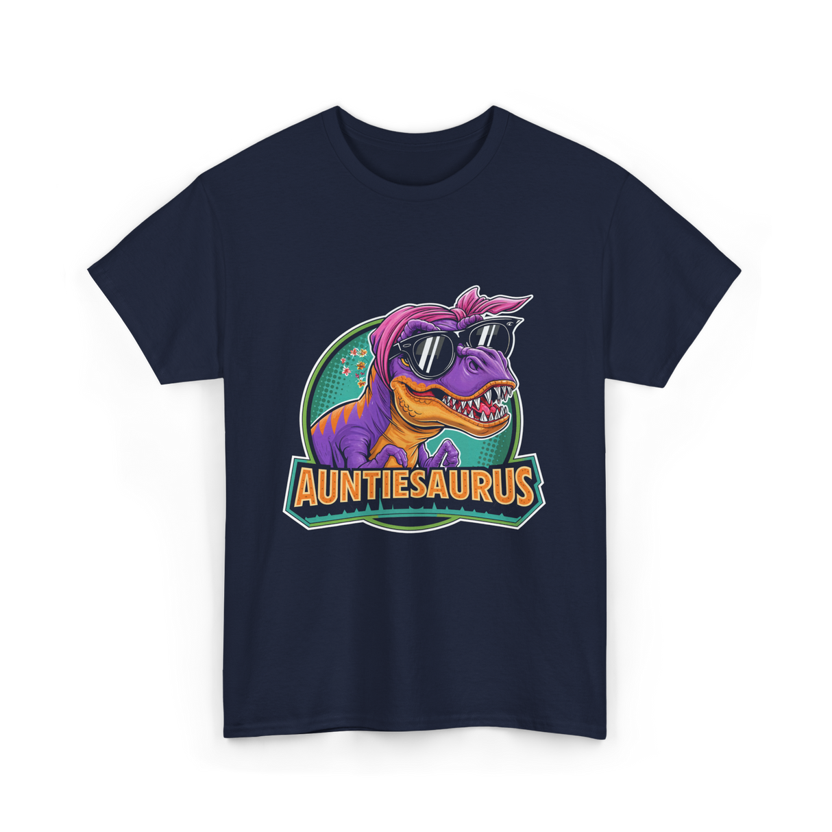 Auntiesaurus Dinosaur Auntiesaurus T-Shirt - Navy
