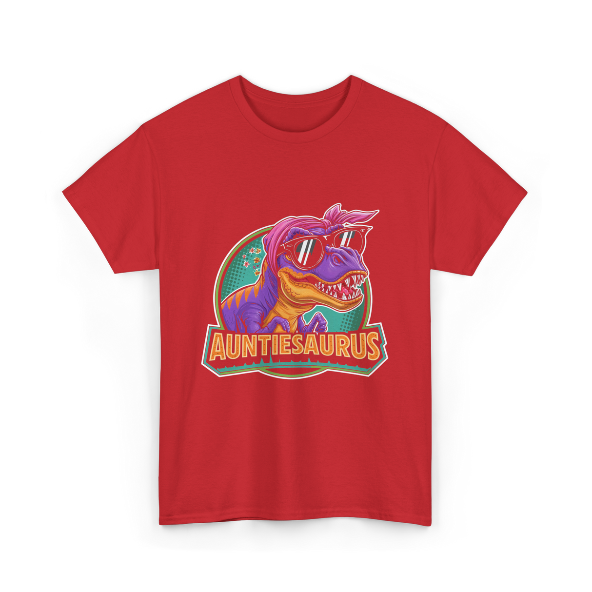 Auntiesaurus Dinosaur Auntiesaurus T-Shirt - Red