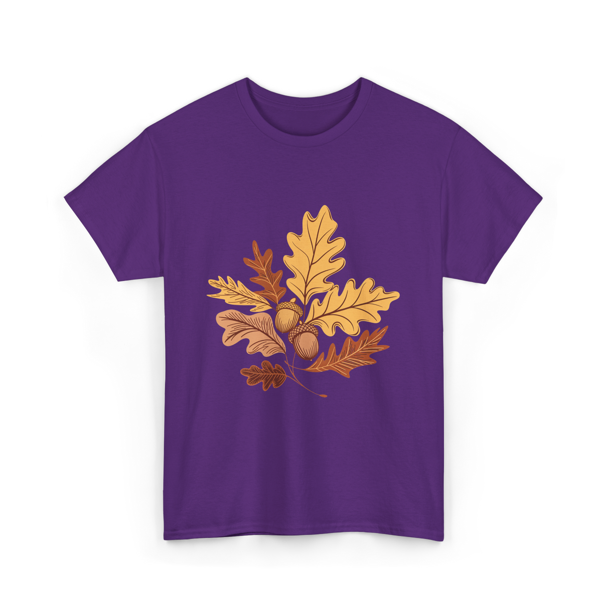 Autumn Leaves Acorns Fall T-Shirt - Purple