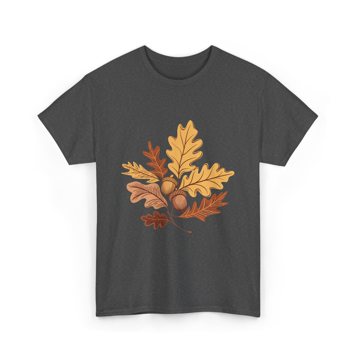 Autumn Leaves Acorns Fall T-Shirt - Dark Heather