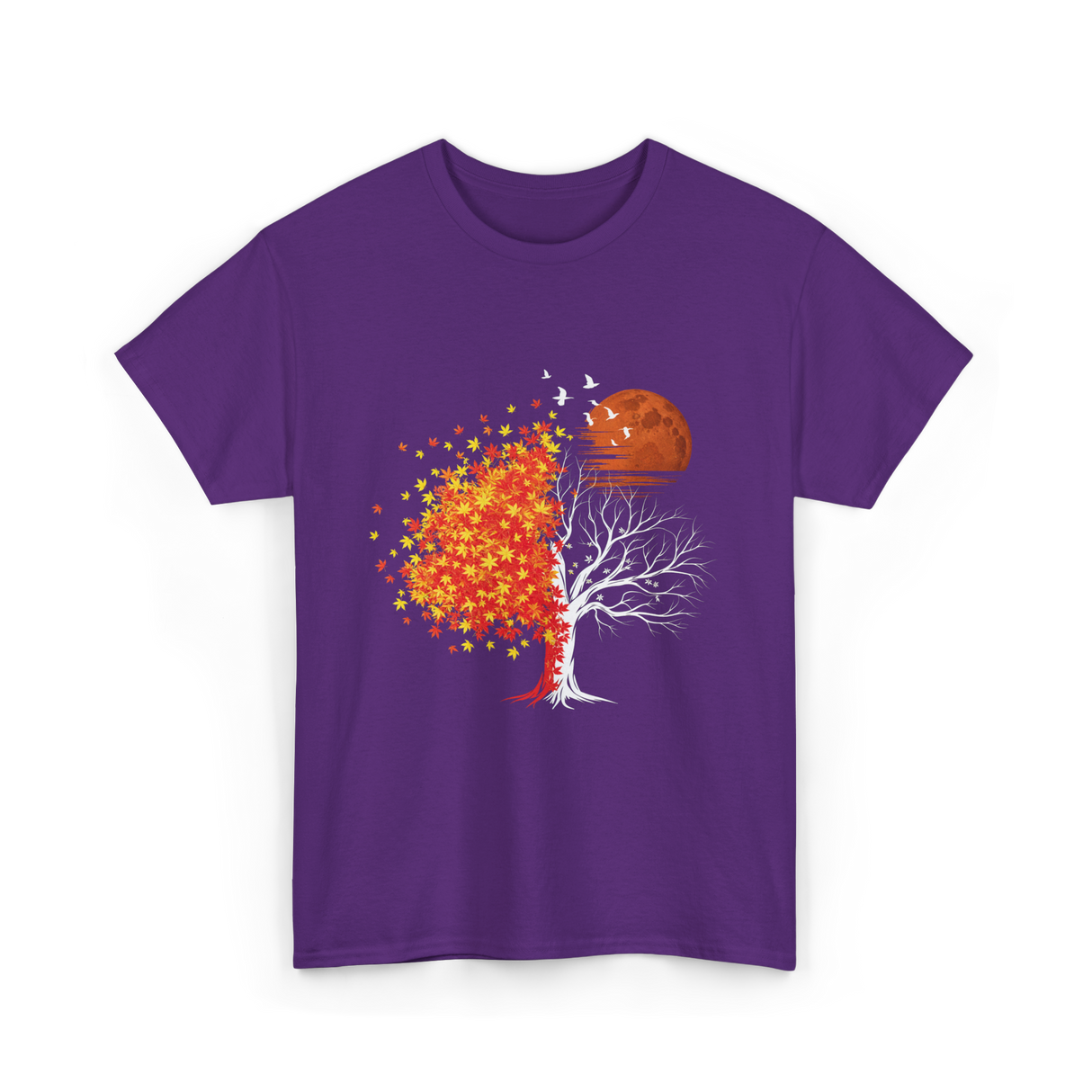 Autumn Tree Moon Nature Outdoor T-Shirt - Purple