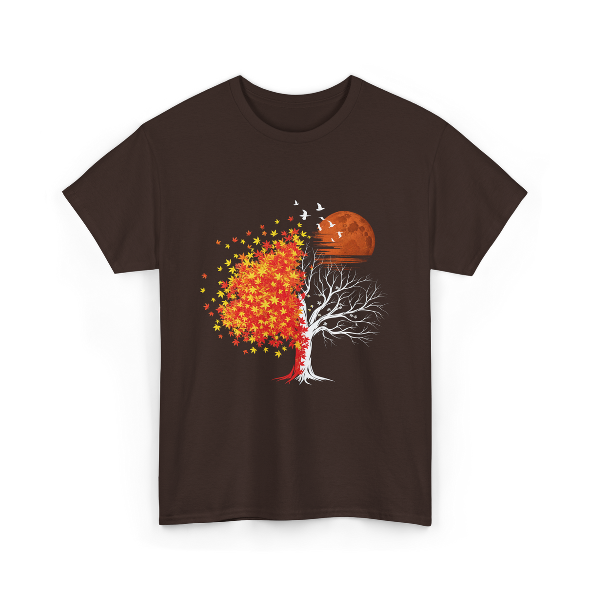 Autumn Tree Moon Nature Outdoor T-Shirt - Dark Chocolate