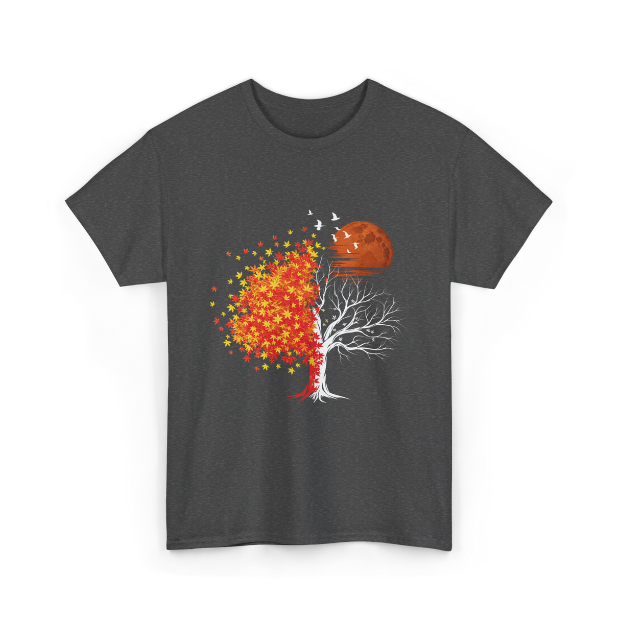 Autumn Tree Moon Nature Outdoor T-Shirt - Dark Heather