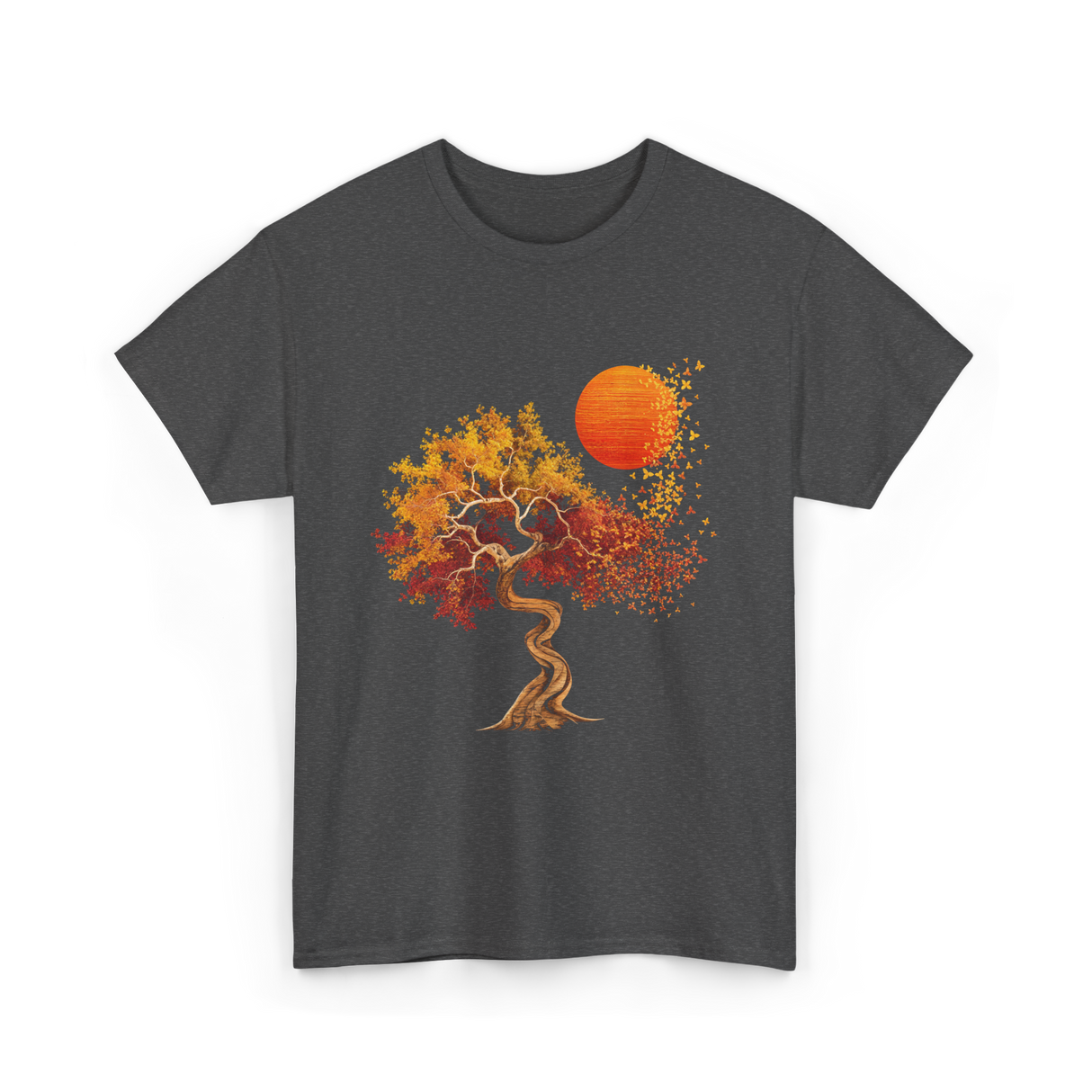 Autumn Tree Sun Nature Landscape T-Shirt - Dark Heather