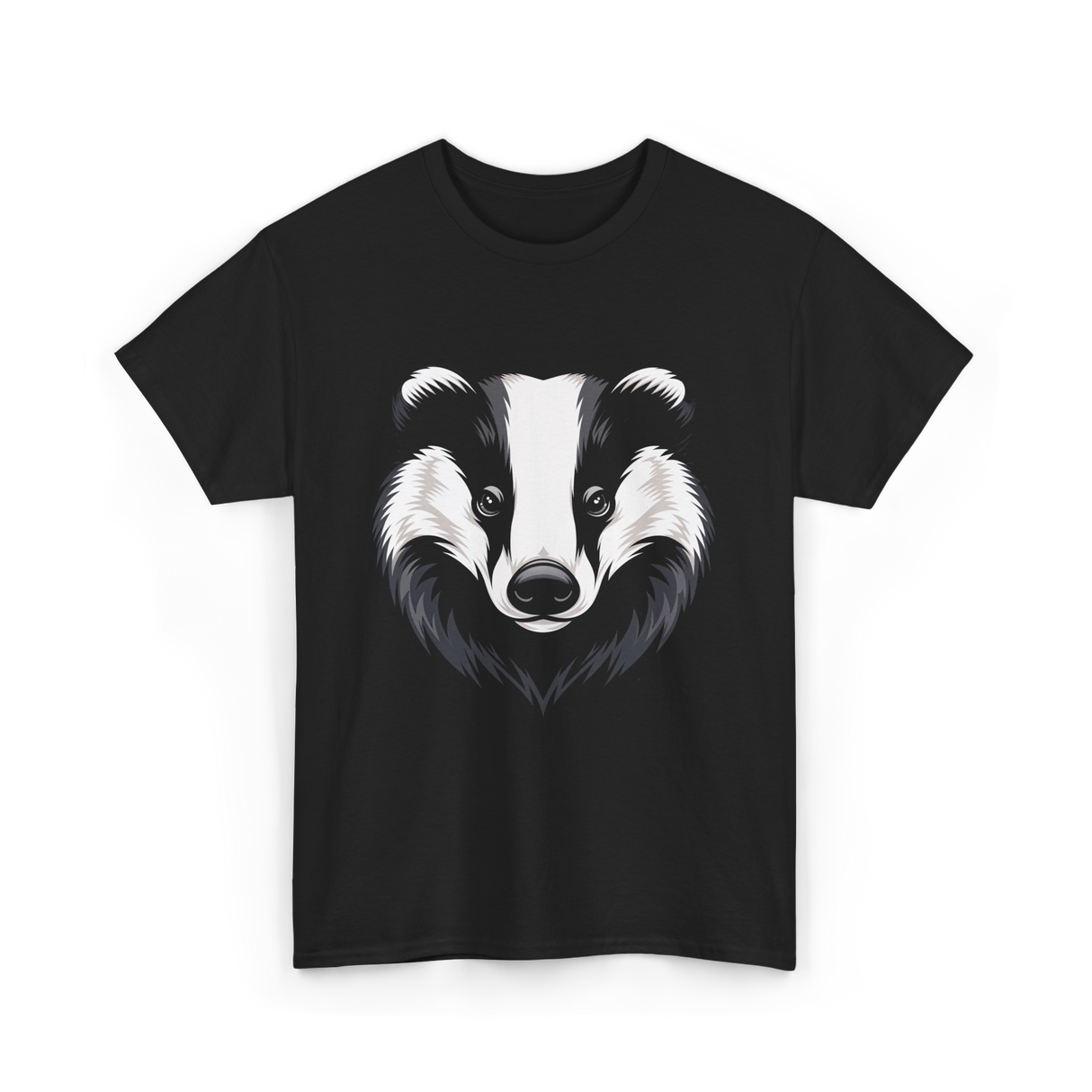 Badger Animal Face Badger Art T-Shirt - Black