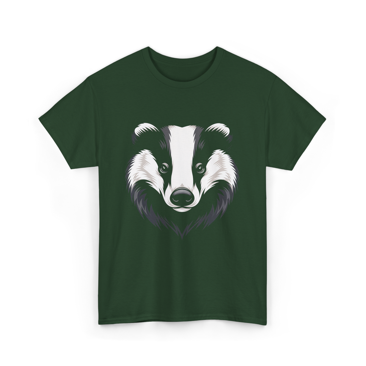 Badger Animal Face Badger Art T-Shirt - Forest Green