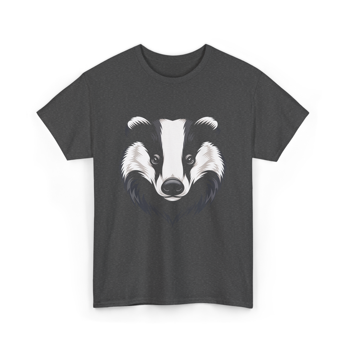 Badger Animal Face Badger Art T-Shirt - Dark Heather