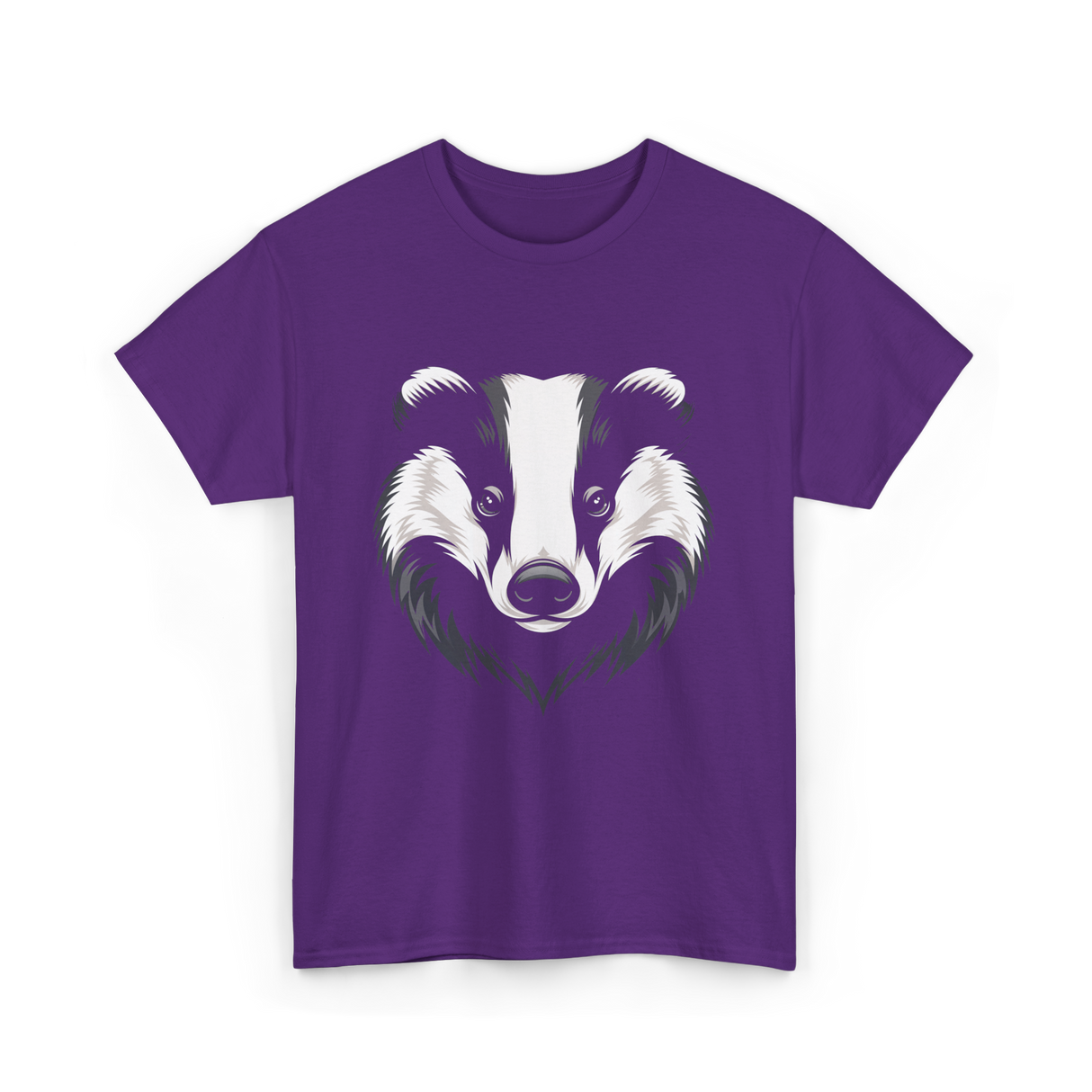 Badger Animal Face Badger Art T-Shirt - Purple