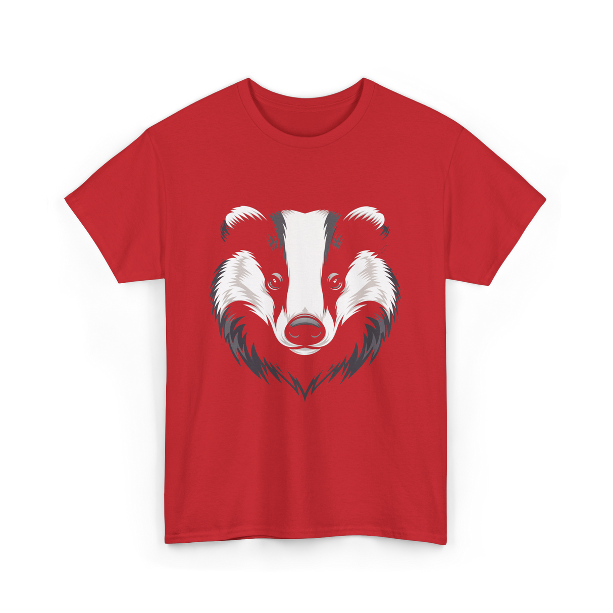 Badger Animal Face Badger Art T-Shirt - Red