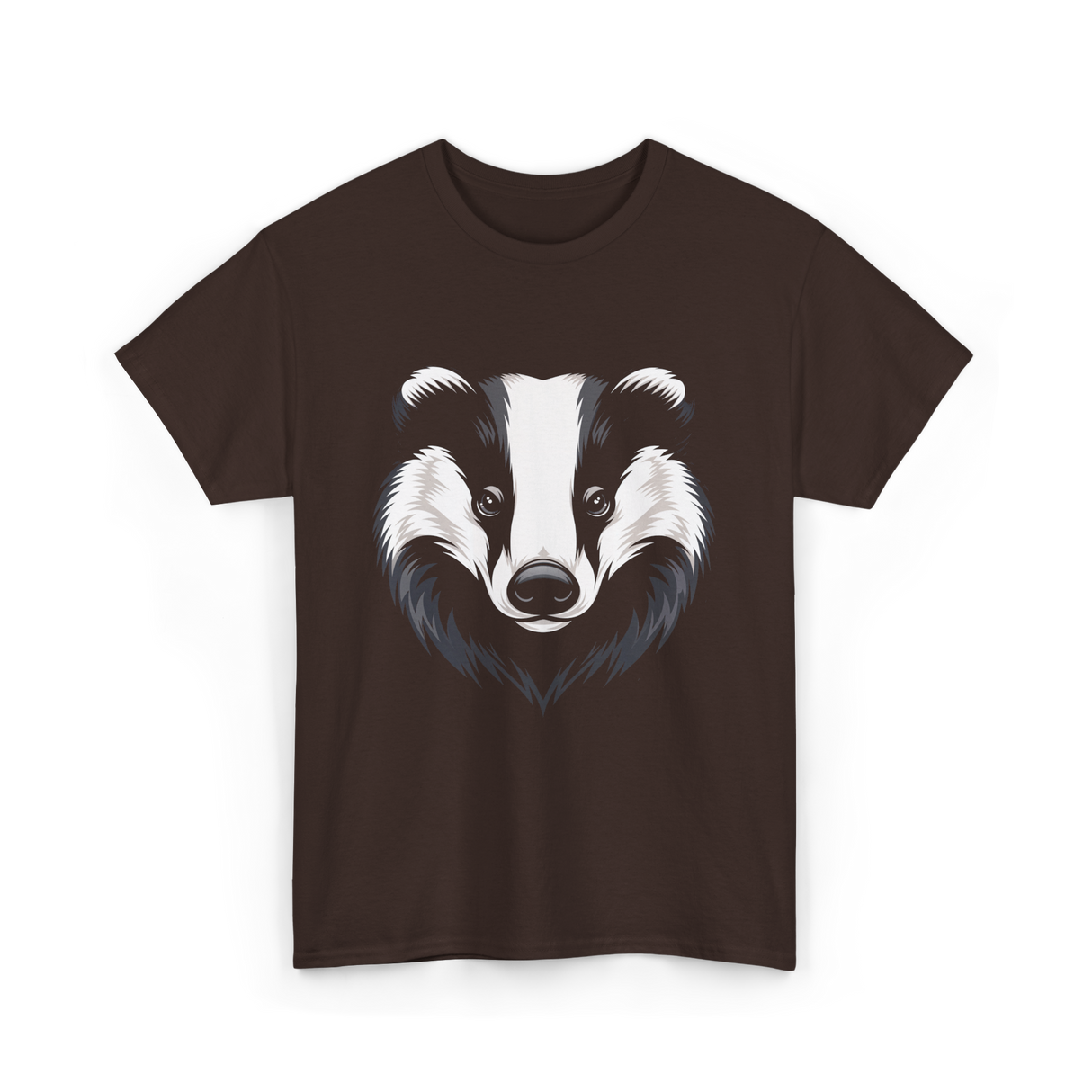 Badger Animal Face Badger Art T-Shirt - Dark Chocolate