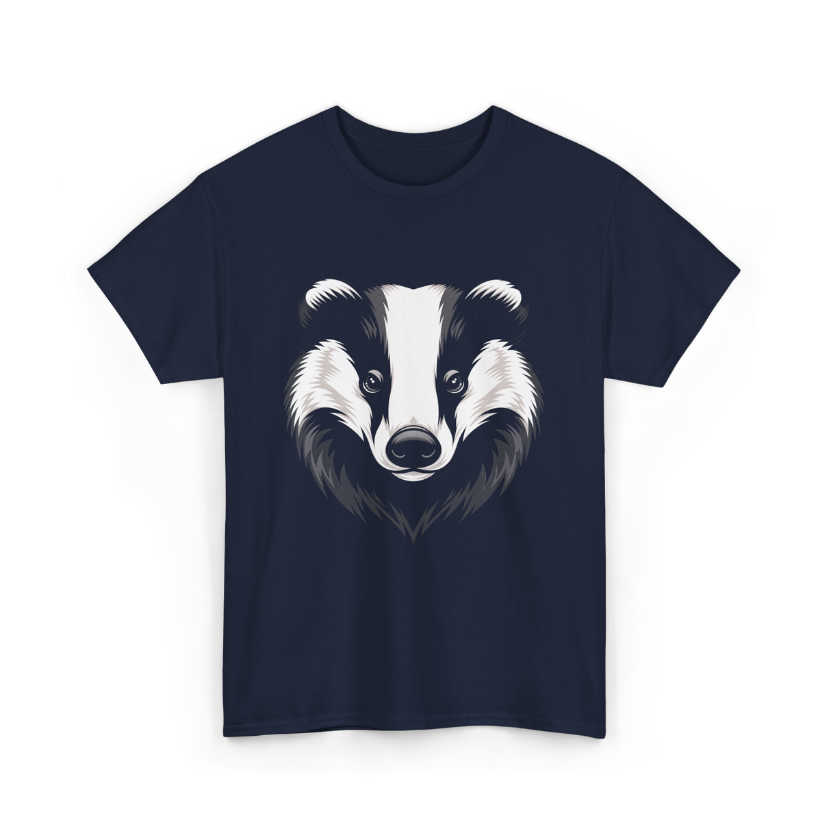 Badger Animal Face Badger Art T-Shirt - Navy