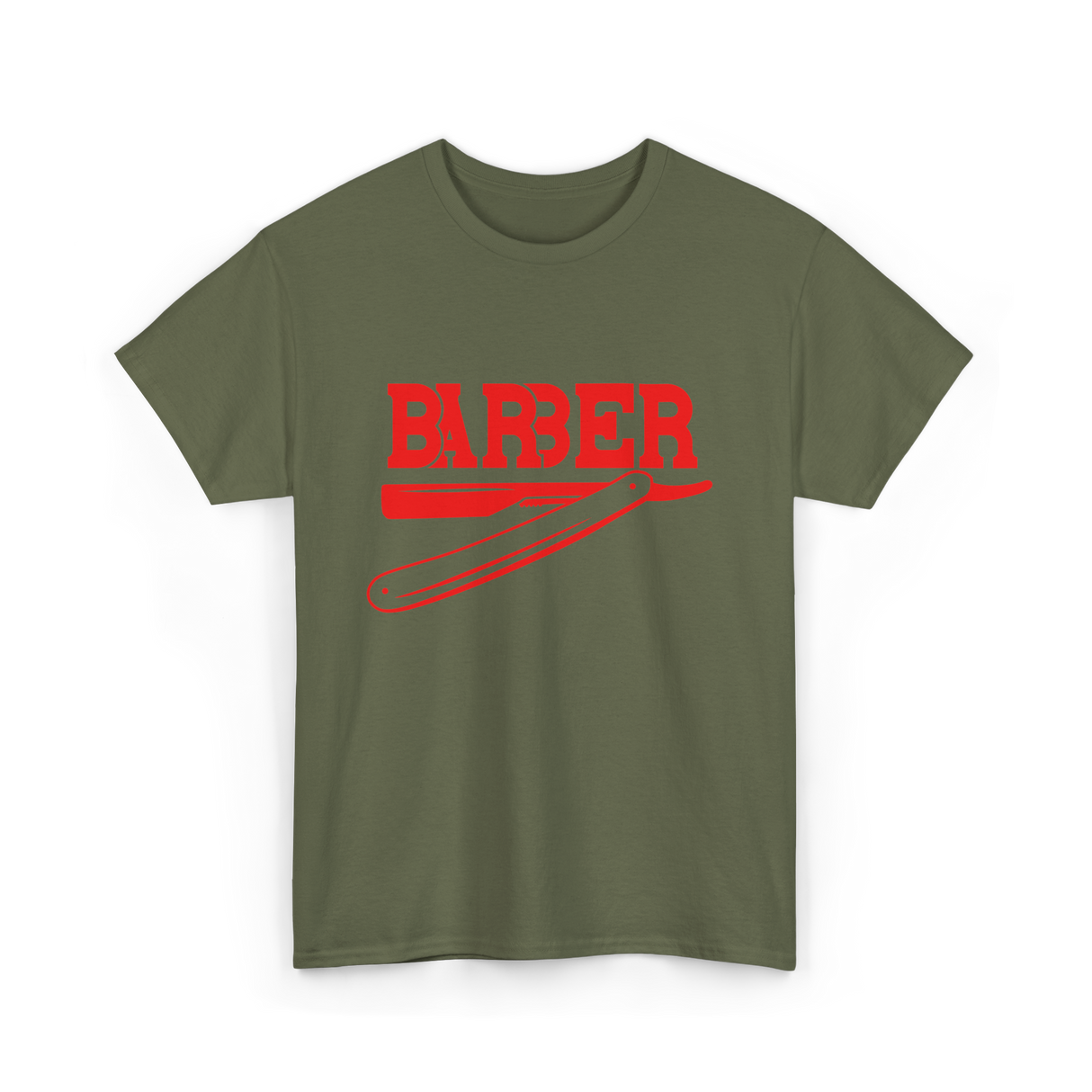Barber Barbering Shaving Razor T-Shirt - Military Green