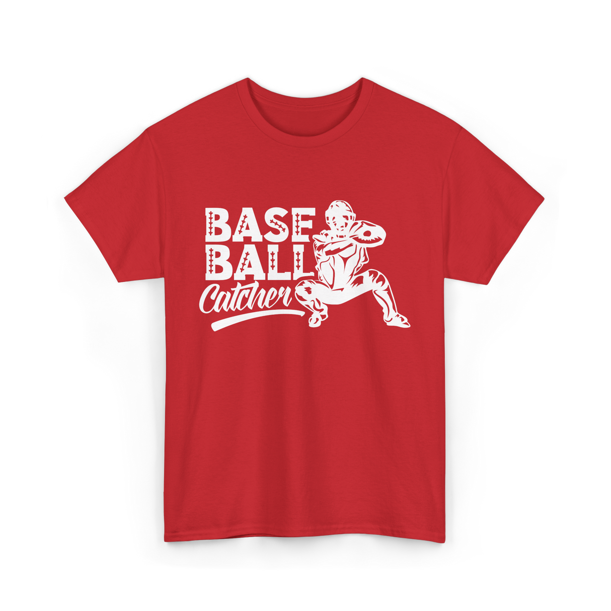 Baseball Catcher Sports Player T-Shirt - Red